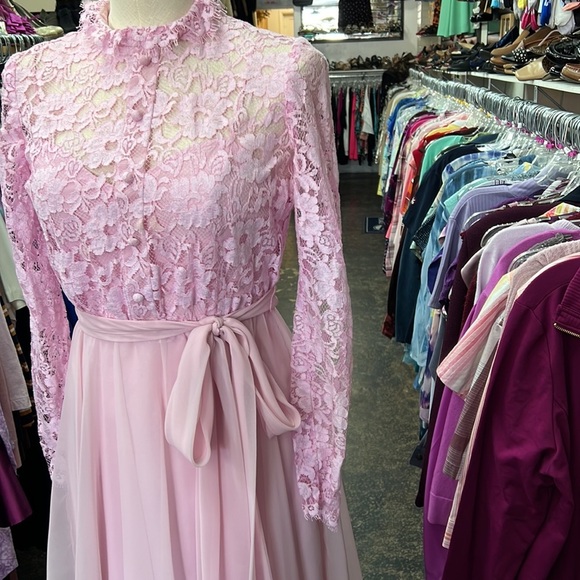 Vintage Miss Elliette California pink lace dress size 6 - Picture 3 of 6